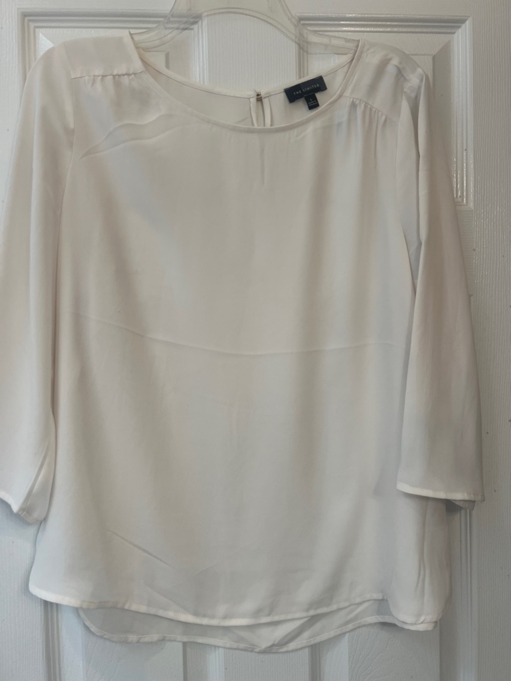 The Limited Cream Rounded-Neck Long-Sleeve Blouse